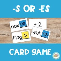 two cards with the words s or e's on them, which are in blue and