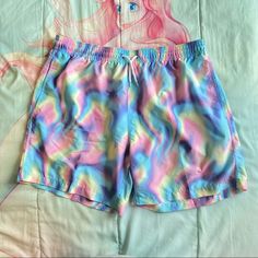 Trunks Surf & Swim Co. New Pastel Rainbow Acid Slip Cute Swimming Trunks For The Pool Or The Beach New Condition Size Xxl Tried On And Fits Me A Little Tight As A 2x So Fits 1x Better Drawstring Waist Has 2 Mesh Pockets Pretty Big Size One Back Pocket With Velcro Perfect For Swimwear Coverup And Summertime Bundle And Save!! Items May Come With Few Stray Cat Hairs I Try My Best To Clean Them Before Shipping Any More Questions Please Ask!! Price Firm!!!!!!!!!!!!!! Cheap Swim Trunks With Elastic Waistband For Beach, Cheap Nylon Swim Trunks For Beach Season, Affordable Swim Trunks For Beach Season, Cheap Fun Short Swim Trunks, Cheap Beachwear Swim Trunks For Pool, Cheap Athleisure Swim Trunks For Summer, Cheap Summer Swim Trunks With Elastic Waistband, Cheap Drawstring Swim Trunks For Beach Season, Cheap Summer Swim Trunks For Surfing