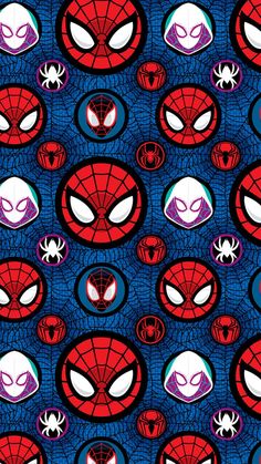 spiderman wallpaper with many faces and eyes on blue background stock photo - budget conscious