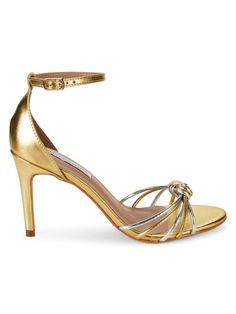 Saks Fifth Avenue Susan Metallic Ankle Strap Sandals on SALE | Saks OFF 5TH Glamorous Gold Sandals With Buckle Closure, Gold Ankle Strap Heels In Synthetic Material, Gold Ankle Strap Heels With Synthetic Material, Gold Synthetic Ankle Strap Heels, Gold Buckle Closure Sandals For Party, Adjustable Evening Sandals, Adjustable Ankle Strap Gold Heels, Gold High Heel Shoes With Strap, Adjustable Gold High Heels