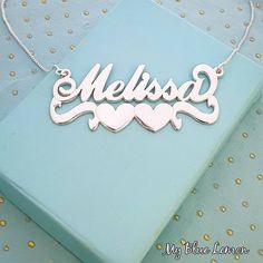 Order any word or name, for your new Sterling Silver 925 Melissa Heart style name necklace! *Nameplate and chain are all solid sterling silver 925. * A bit larger than standard size nameplate: Capital letter is 12 mm tall (0.43 inches) *Your Nameplate will be a strong 1.2 mm thick. *This listing is for one (1) name with one (1) capital letter. *This design does not work with names spelled with g, j, p, y and q in the center. *Choose your chain length and chain style from the menus above! *Be sur Sterling Silver Nameplate Heart Necklace For Anniversary, Silver Jewelry With Custom Name In Double Heart Shape, Sterling Silver Name Necklace With Double Heart, Classic Sterling Silver Name Necklace For Birthday, Classic Sterling Silver Personalized Heart Necklace, Silver Sterling Name Necklace For Anniversary, Silver Sterling Silver Name Necklace For Anniversary, Silver Sterling Silver Name Necklace For Anniversary Gift, Silver Double Heart Jewelry With Custom Name