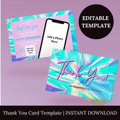 thank you card template instant file for photoshopped and inked with the text editable