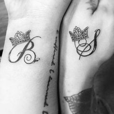 two people with matching tattoos on their arms