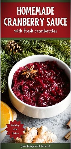 homemade cranberry sauce with fresh cranberries