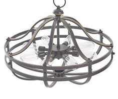 a chandelier with three lights hanging from it's center and two arms