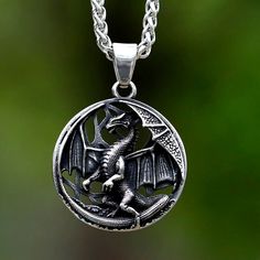 Men's Stainless Steel Viking Dragon Pendant Necklace Nordic Mythology Celtics Nordic Mythology, Viking Dragon, Sophisticated Jewelry, Hair Jewels, Necklaces Pendant, Dragon Head, Dragon Pendant, Stainless Steel Necklace, Animal Jewelry