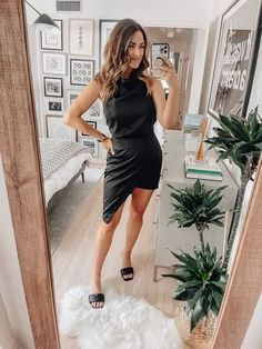 I've had this LBD for years & it keeps coming back in stock. It's a great closet staple that will never go out of style. It comes in 3 other colors. I'm wearing a size S // spring dress, black mini dress, revolve outfits, wedding guest dress Small Heels, Casual Chic Spring