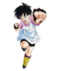 an anime character is running with his fist out