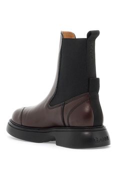 51%R-PL, 49%PL Designer Workwear Boots With Lug Sole, Designer Chelsea Ankle Boots For Work, Designer Ankle-high Work Boots, Designer Chelsea Boots With Round Toe For Work, Mid Ankle Boots, Branded Ribbon, Contrasting Stitching, Sneaker Wedge, Luxury Boutique