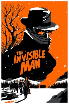 the invisible man movie poster with an orange background