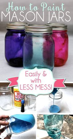 how to paint mason jars with less mess