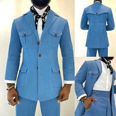 Mens Fashion Outfits, Retro Fitted Suit With Welt Pockets, Vintage Blue Semi-formal Suits, Mens Vintage Fashion, Blue Victorian Suit Men, Blue Fitted Vintage Suit, Rugged Mens Fashion, Mens Suits Style Modern, Blue Double Breasted Suit With Button Closure For Semi-formal