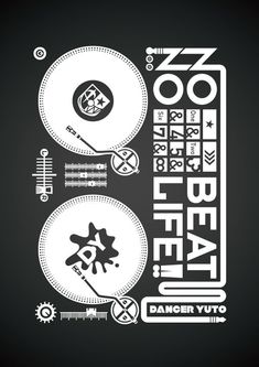 an image of a poster with different types of music equipment on the back and sides