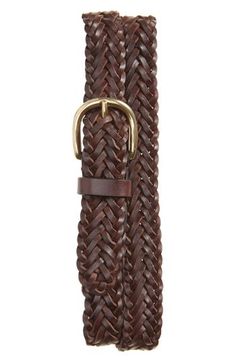 Italian leather weaves texture into this casual belt. Leather Made in Italy Formal Woven Leather Belt, Classic Braided Leather Belt, Classic Woven Leather Belt, Casual Brown Belt For Fall, Brown Woven Leather Belt, Casual Brown Woven Leather Belt, Casual Braided Leather Belt, Belt Leather, Casual Belt