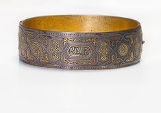 Antique Damascene Bangle Bracelet. Luxury Handmade Ceremonial Bracelets, Luxury Etched Bangle As A Gift, Luxury Etched Bangle Perfect For Gifts, Luxury Bracelets With Decorative Band For Gift, Luxury Etched Bangle For Gift, Ceremonial Ornate Bangle With Decorative Band, Luxury Ceremonial Bangle Bracelets, Ceremonial Bangle With Decorative Band, Ceremonial Etched Round Bracelet