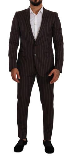 Dolce & Gabbana Bordeaux MARTINI Striped Slim Fit 2 Piece Suit Designer Notch Lapel Sets For Work, Designer Fitted Single Button Suit, Designer Sets With Notch Lapel For Work, Designer Workwear Sets With Notch Lapel, Designer Single Button Fitted Suit, Designer Fitted Sets With Suit Collar, Designer Fitted Suit With Double Button Closure, Designer Suits With Hidden Button Closure, Designer Fitted Suits For Office