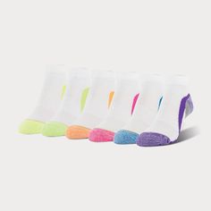 All Pro Women's 6 Pack Aqua Fx Low Cut Athletic Socks - White/Purple 5-10, Women's, Size: Small, MultiColored Multicolor Breathable Sporty Socks, White Stretch Nylon Socks, White Stretch Socks For Outdoor, Casual Purple Sports Socks, Multicolor Stretch Sports Socks, Breathable Stretch Multicolor Socks, Multicolor Stretchable Breathable Socks, Color Aqua, Liner Socks