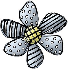 a drawing of a flower with stripes and dots