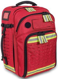 Elite Bags PARAMED XL Backpack - MED-TAC International Corp. School Backpack With Removable Pouch In Red, Functional Red Nylon Backpack, Red Functional Sports Backpack, Red Backpack With Removable Pouch For On-the-go, Functional Anti-theft Hiking Bags, Molle System, First Responders, Water Proof Case, Waist Pack