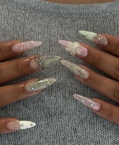 Pro Nails, 2024 Nails, Cowboy Baby, Pretty Gel Nails, Really Cute Nails, Nail Swag, Bling Acrylic Nails, Nail Jewelry, Pink Acrylic Nails