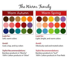 the warm autumn and warm spring colors are shown in this graphic diagram, which shows what they