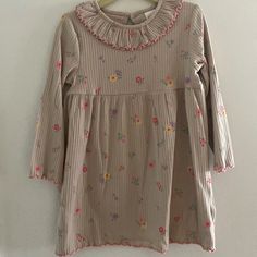 95% Cotton Cute Brown Spring Dress, Spring Dress-up Brown Dress, Brown Spring Dress For Dress-up Occasions, Brown Dress For Spring Dress-up Occasion, H&m Long Sleeve Cotton Dresses, Floral Cotton Dress, Dress H&m, H M Dresses, Hm Dress