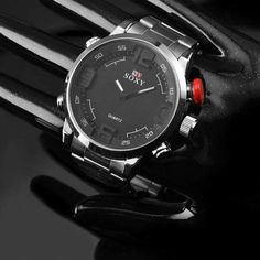 Watch case diameter: 48mmWatch case thickness: 10mmThis watch is NOT﻿ Waterproof Includes Watch Stand and Bag Black Stainless Steel Watch Accessories With Analog Display, Black Stainless Steel Watch With Analog Display, Black Watches With Stopwatch As Gift, Luxury Date, Sports Fashion Men, Date Fashion, Watch Stand, Analog Clock, Mens Sport Watches