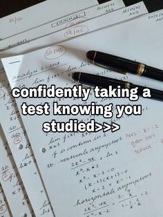 some papers with writing on them that says, i'm confident taking a test involving you