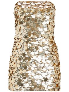 champagne gold stretch-design all-over sequin embellishment strapless thigh-length straight hem Party Dresses Aesthetic, Gold Party Outfit, Med Gala, Island Closet, Nye Nyc, Gold Sparkly Dress, Gold Mini Dress, Dior Dresses, Gold Party Dress