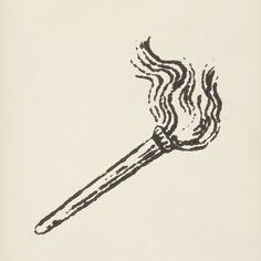 a black and white drawing of a burning matchstick