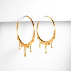 Dripping Circular M-1 Gold Vermeil Hoop Earrings | MARIE JUNE Jewelry | Wolf & Badger Rose Gold Statement Earrings, Medium Hoop Earrings, Clear Earrings, Gold Vermeil Jewelry, Gold Statement Earrings, Small Rings, Gold Hoops, Minimalist Earrings, Earring Backs