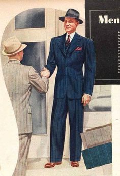 1941 Men’s Pinstripe Suits in Teal Blue, Sand, Tan or Medium Green. 1910s Menswear, 1940s Men, Suits And Ties, Mens Fashion Fall Outfits, Suits Harvey, Hat Club, Mens Fashion Work, Mens Fashion Casual Winter