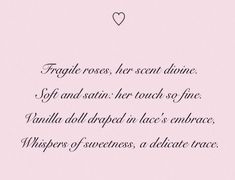 a poem written in cursive writing on a pink background with a heart above it