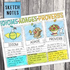 an idioms adges proverbs poster on a piece of paper