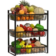 three tiered metal fruit and vegetable rack