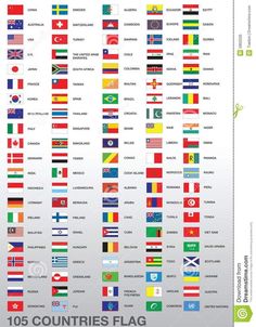 the world's flags are shown in different colors, sizes and font on this poster