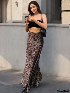 Olivia Mark - Stylish Leopard Print Bodycon Mermaid Skirt Package Hip Slimming Maxi Skirt High Waisted Denim Skirt, Fishtail Skirt, Mermaid Skirt, Maxi Skirts, Types Of Skirts, High Waisted Denim, Olivia Mark, Denim Skirt, Maxi Skirt