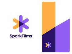 the logo for spark films, which is designed to look like an orange and purple triangle