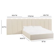 the measurements for a bed with headboard and foot board, including two pillows on each side