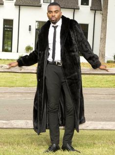 Make a statement in this classy full length mink fur coat for men. The shawl collar coat goes over everything both sporty and elegant - from sport jacket or turtleneck to your most elegant tuxedo! This item is custom-made, please allow approximately 2-6 weeks for delivery. For questions or rush orders, please call (334) 277-7610. Fur Origin: USA/Finland Made in Greece or USA Length: 54 inches May have dye added SKU: 191702 Shawl Collar Coat, Chinchilla Fur, Coat For Men, Mink Fur Coat, Mink Coat, Sport Jacket, Fur Blanket, Collar Coat, Fur Coats