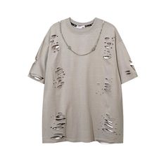 Material: Cotton Brand Name: ANEDLEX Shirt With Chains, Ripped Shirts, Ripped Tshirt, Y2k Men, Oversize Casual, Edgy Look, Loose Tops, New Tops, Basic Tee