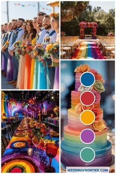 colorful wedding decorations and colors for the ceremony