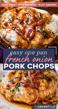 One Pan French Onion Smothered Pork Chop, Pork Chops Onions, French Onion Pork Chop Recipes, Onion Pork Chop Recipes, Pork Chop Recipes French Onion, Smothered Pork Chops Skillet, Porkchops Dinner Ideas, French Onion Smothered Pork Chops, Onion Smothered Pork Chops