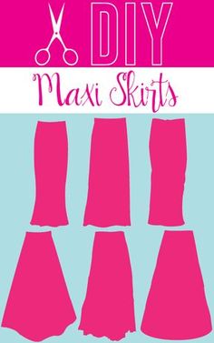 the instructions for how to make skirts with sewing thread and scissors in pink on blue background