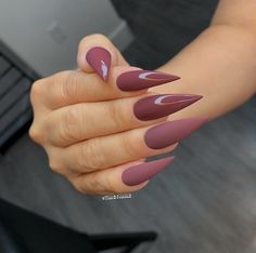 Mauve Nails, Matte Gel, Long Nail Designs, Fall Nail Colors, Best Acrylic Nails, Long Acrylic Nails, Gel Color, Stiletto Nails, Cute Acrylic Nails