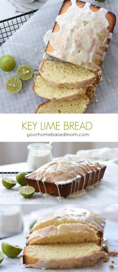 key lime bread with icing and limes on the side