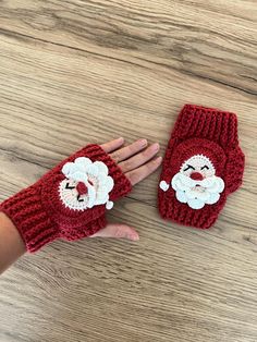 This Christmas patterned crochet gloves are the perfect accessory for your winter outfit. Soft and bright colors are like Christmas soul design with funny Santa Claus shape. Knitted accessories can be match with your any outfit perfectly as it contains in multiple colors ✨ Also they will be keep soft and warm on cold winter days :)  Each item is 100 % Handmade and made of cotton yarn. -Care instructions- Please hand wash when needed and let air dry. For more of my items please take a browse in m Winter Crochet Crafts With Yarn, Christmas Granny Square, Crochet Glove, Gloves Diy, Knitted Accessories, Funny New Year, Funny Santa Claus, Soul Design, Bonnet Crochet