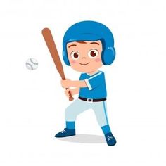 a little boy in blue baseball uniform holding a bat and hitting a ball with his glove