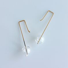 Minimalist Glass Dangle Jewelry, Minimalist Glass Earrings For Gift, Minimalist Glass Jewelry With Ear Wire, Modern Gold Glass Earrings, Minimalist Glass Drop Earrings, Minimalist Clear Everyday Jewelry, Everyday Clear Glass Jewelry, Minimalist Glass Dangle Earrings, White Minimalist Glass Jewelry