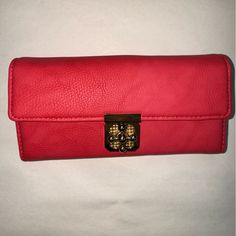 Coral Wallet On A Chain New With Tags Nwt Coral Watermelon Color Faux Leather Gold Hardware And Accents Wear Multiple Ways As A Clutch, Shoulder Bag, Crossbody Or Use As A Wallet Fully Detachable Gold Chain Measurements In Photos But Please Ask Any Questions Gold Medallion On The Front Twists To Open And Close 8 Card Slots Kisslock Compartment 3 Additional Compartments Amazing Pop Of Color Bag To Add To Your Collection And Wear So Many Ways Bundle & Save In My Closet, New Items Are Posted Daily Chic Red Wallet With Card Slots, Trendy Red Rectangular Wallet, Chic Red Evening Wallet, Trendy Red Wallets For Everyday Use, Trendy Red Wallet With Card Slots, Chic Red Wallets For Gifts, Red Clutch With Chain Strap For Everyday Use, Trendy Red Clutch Wallet, Chic Red Wallet For Everyday Use